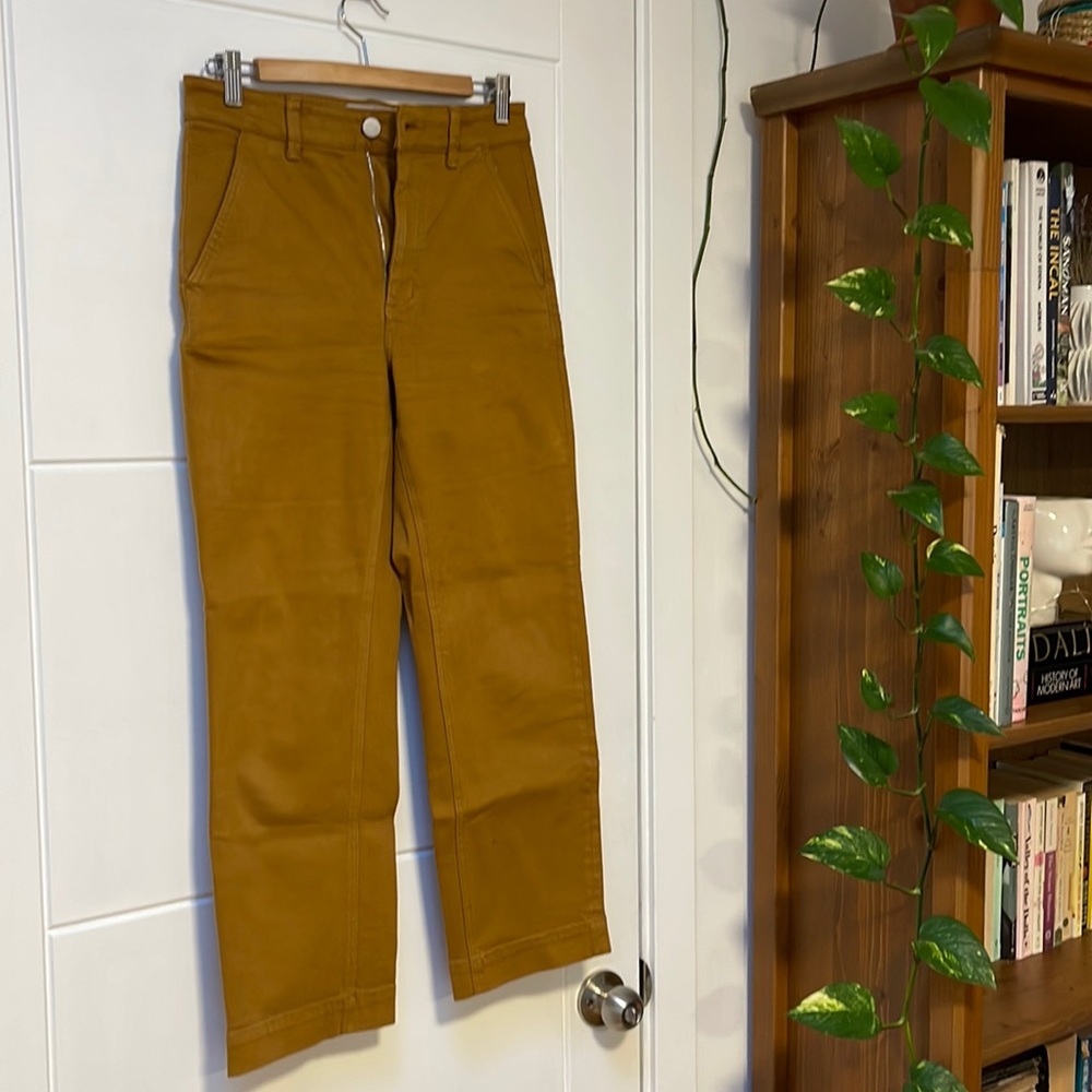 Everlane high rise straight leg crop in golden brown/ochre